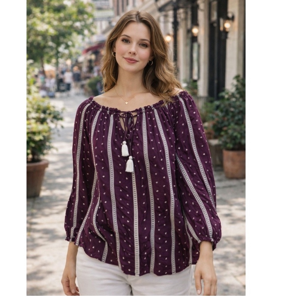 Lane Bryant Embroidered Purple Peasant Blouse‎ 22/24